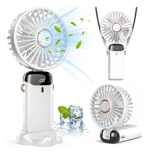 Foldable Rechargeable Desk Fan – Portable 3-in-1 Handheld, Neck & Table Fan with LED Display, 5 Speeds & USB Charging