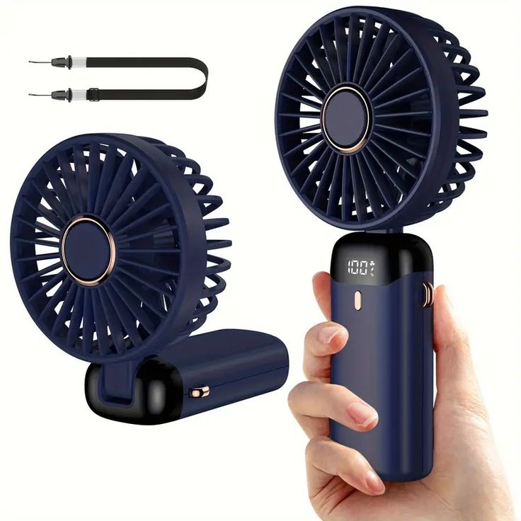 Foldable Rechargeable Desk Fan – Portable 3-in-1 Handheld, Neck & Table Fan with LED Display, 5 Speeds & USB Charging