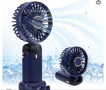 Foldable Rechargeable Desk Fan – Portable 3-in-1 Handheld, Neck & Table Fan with LED Display, 5 Speeds & USB Charging